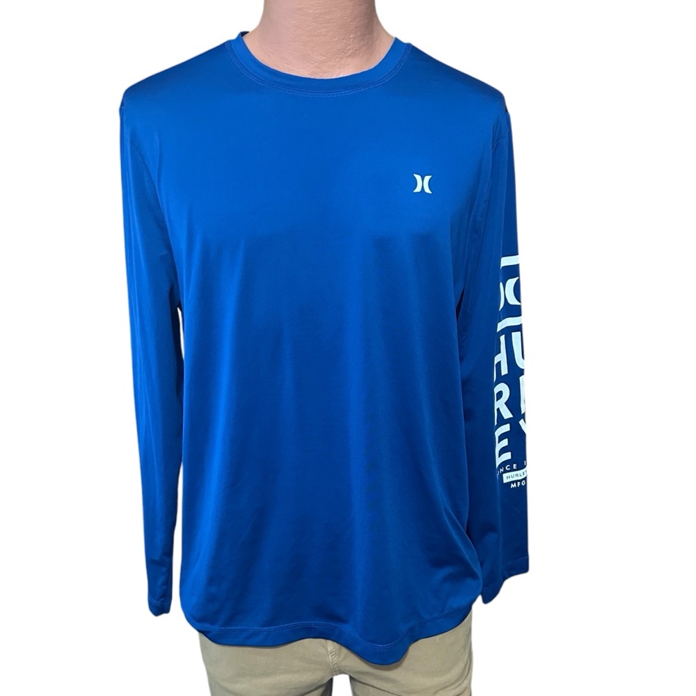 Hurley Men's Blue Sunny Side Hybrid UPF Stretch Sun Shirt Sz M